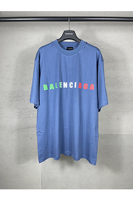 バレンシアガ イングリッシュカラーロゴフォームプリントウォッシュ磨かれた古い半袖Tシャツ