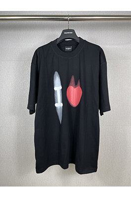 バレンシアガスーパーコピーネックライン刺繍ロゴ半袖Tシャツ