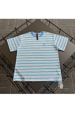 クロムハーツコピー 新しいストライプのサンスクリット半袖Tシャツ