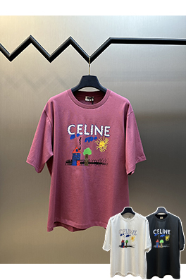 セリーヌ ファッション子供楽しい絵画プリントラウンドネック半袖Tシャツ