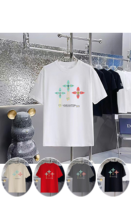 ルイヴィトンコピー 新しいプリントラウンドネック半袖Tシャツ