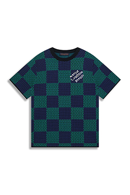 ルイヴィトンコピー 新作 DAMIER チェック柄ジャカードニット半袖Tシャツ