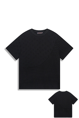 ルイヴィトン 新しい半袖ジャカード植毛ニット半袖Tシャツ