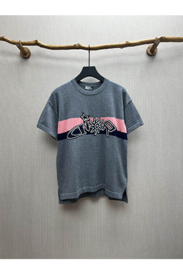 ディオールスーパーコピー 新しいグレーウールニット半袖Tシャツ