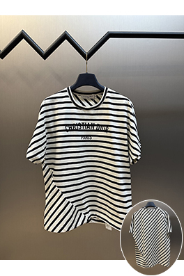 ディオール ファッション不規則ストライプ半袖Tシャツ