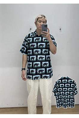 SUPREME DAMIEN HIRST コラボレーションモデルSS 25 SHIRTスクエアアニマルフルプリントアメリカンシャツ