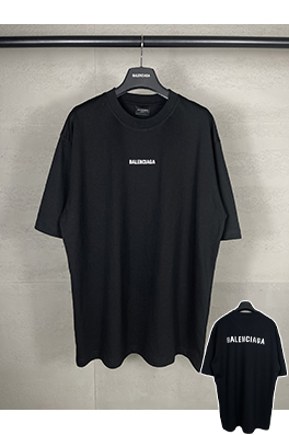 バレンシアガ 前後のクラシックなアルファベットプリント半袖Tシャツ