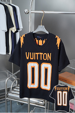 ルイヴィトンコピー 新しい Lv ニットニット刺繍文字ロゴ半袖Tシャツ