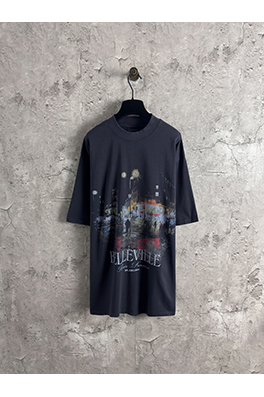 バレンシアガ Balenciaga ファッショナブルな街の夜景半袖Tシャツ