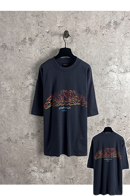 バレンシアガ Balenciaga ファッション炎落書きロゴ半袖Tシャツ