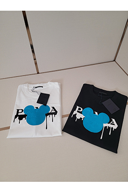 プラダ ペイントドロップアルファベットミッキーマウスオクルージョンパターン半袖Tシャツ