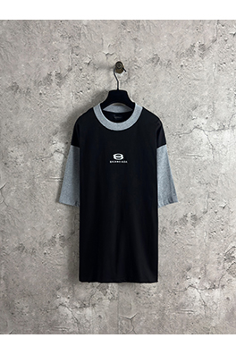 バレンシアガ ファッション胸刺繍ダブルサークル衝突色半袖Tシャツ