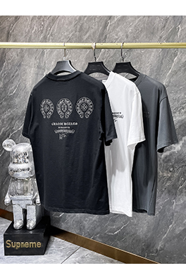 クロムハーツコピー 馬蹄サンスクリット語手磨きシリコンレタリング半袖Tシャツ