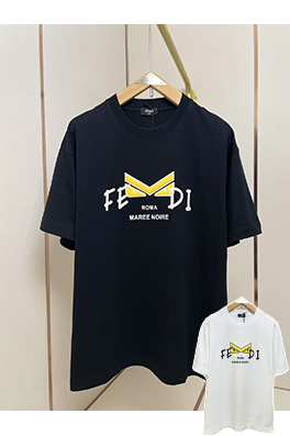 フェンディ "MARéE NOIRE" ファッション(黒潮)シリーズテーマ半袖Tシャツ