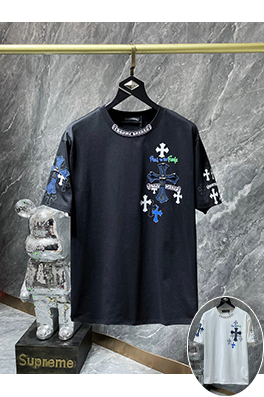 クロムハーツコピーレザーオーバーラップメタル半袖Tシャツ