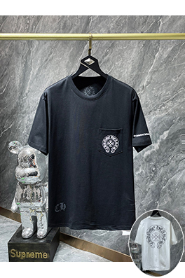 クロムハーツコピー ファッション馬蹄十字花サンスクリット半袖Tシャツ