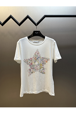 ディオール ファッション五芒星花柄半袖Tシャツ