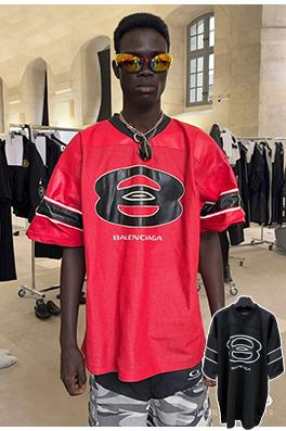 バレンシアガ Vネックダブルリング25ジャージ半袖Tシャツ