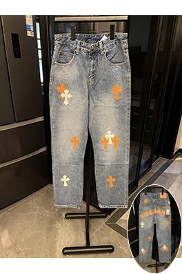 クロムハーツ 新しい サンスクリットクロスステッカーレザージーンズ
