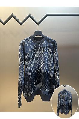 ルイヴィトン ブルーモザイクチェック柄プルオーバーセーター