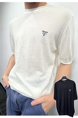 プラダ 刺繍入りウール半袖Tシャツ