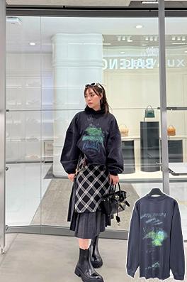 バレンシアガコピー ぼやけたレンダリングぼやけたパターンの長袖シャツ