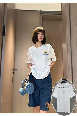 ルイヴィトンコピー ファッションカラーエンボスエンボス半袖Tシャツ