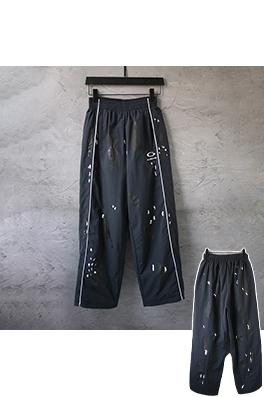 バレンシアガストレッチジッパーポケット刺繍泥染め手描き古い二重インナーネットスポーツパンツ