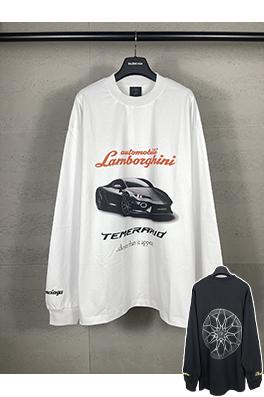 バレンシアガスーパーコピーLamborghini前後左右袖ストレートプリント長袖Tシャツ