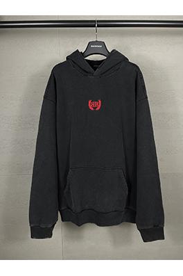 バレンシアガ 麦穂ロゴ胸刺繍ウォッシュフード付きパーカー