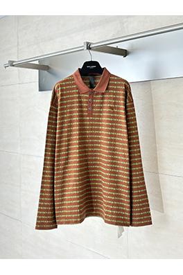 クロムハーツ クロスストライプのポロ長袖シャツ