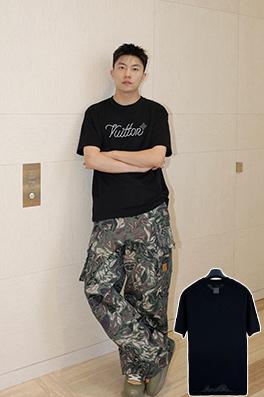 ルイヴィトン チェック柄ビーズ半袖Tシャツ