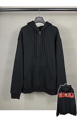 バレンシアガ 新しいマスキングテーププルアッププリントフード付きジッパーパーカー