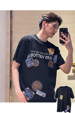 ルイヴィトン 新作 Lv ニットジャカードダミエ柄半袖Tシャツ