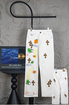 クロムハーツブルーパッチワーククロコダイルグラフィティ限定デニムパンツ