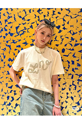 ルイヴィトン リボン刺繍ニット半袖Tシャツ
