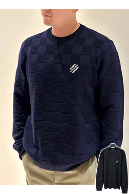 ルイヴィトン ビーズ刺繍のチェック柄プルオーバーセーター