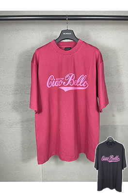 バレンシアガciao hello文字プリントで古い半袖Tシャツ