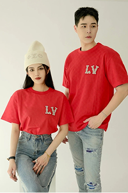 ルイヴィトンコピー ファッションダークチェックビーズ半袖Tシャツ