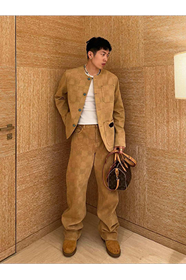 ルイヴィトンスーパーコピー ターコイズチェック柄デニムパンツ
