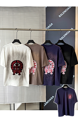 クロムハーツ 新しい十字架の布刺繍半袖Tシャツ