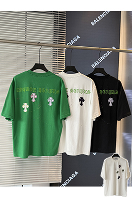 クロムハーツスーパーコピー クラシックなクロスステッカー刺繍半袖Tシャツ