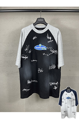 バレンシアガ 新しいファッションのカラフルな署名ロゴ落書き半袖Tシャツ