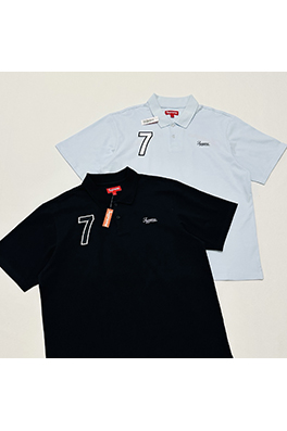 シュプリーム Cursive Supreme 刺繍ファッション柄半袖ポロシャツ