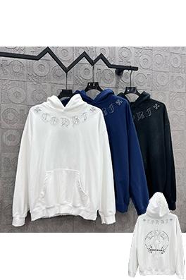 クロムハーツスーパーコピー クロスパッチ刺繍酸洗古いカップルフード付きパーカー