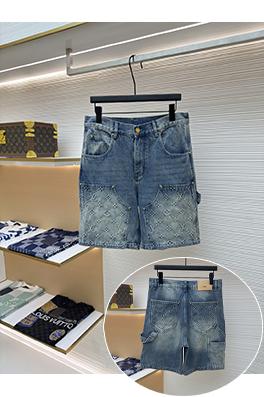 ルイヴィトン スタイリッシュなエンボス加工デニムショーツ