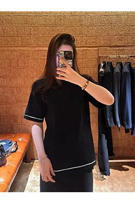 ルイヴィトン パールライン刺繍半袖Tシャツ
