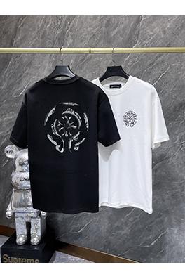 クロムハーツ スタイリッシュなウォッシュモデルの馬蹄衝突色の半袖Tシャツ