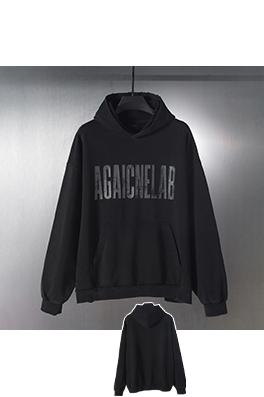 バレンシアガ AGAICNELAB プリント炒め色水洗い磨かれた古いフード付きパーカー