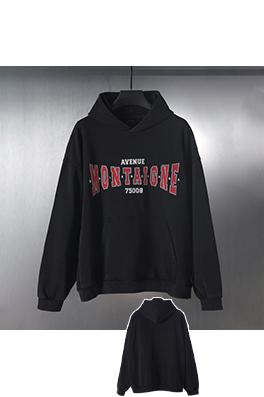 バレンシアガ MONTAIGNE 刺繍プリント炒め色ウォッシュフード付きパーカー